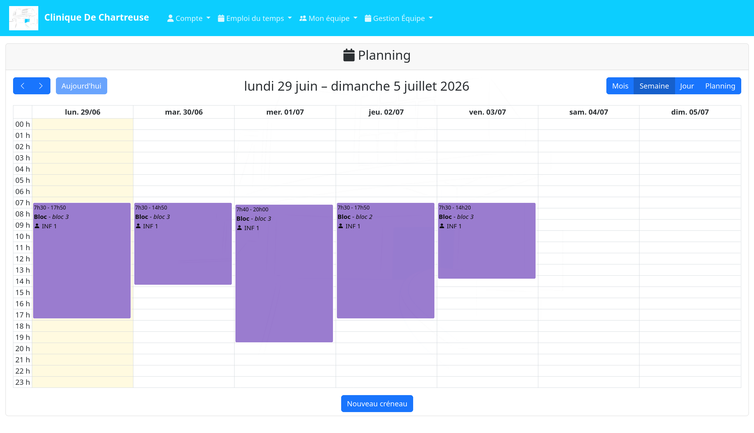 Gestion du planning du personnel